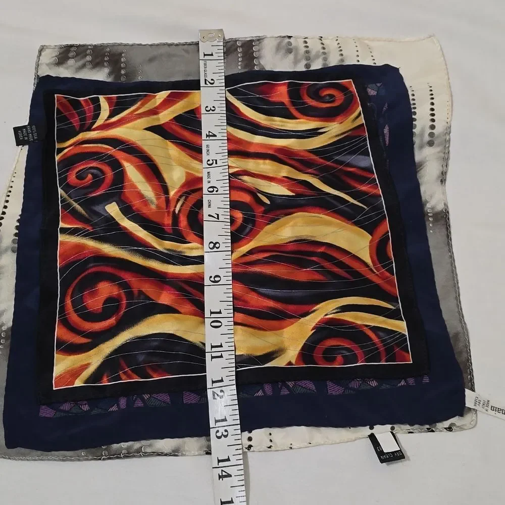 Pierre Balmain And 2 More Handmade Silk Handckerchiefs